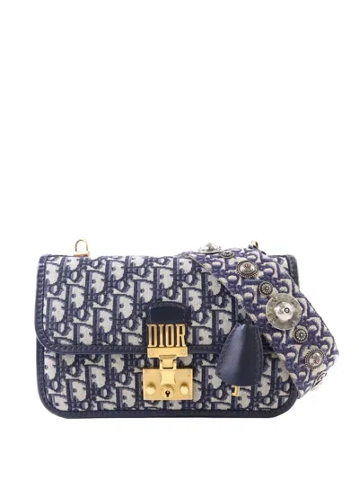 Pre-owned Dior Addict Oblique Flap Shoulder Bag In Blue