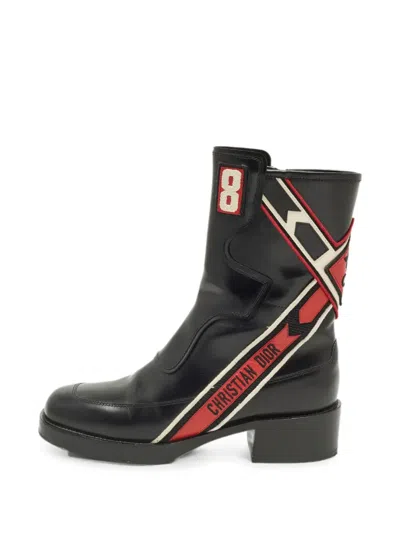 Pre-owned Dior Ally Panelled Boots In Black