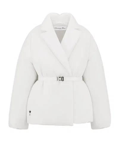 Dior Alps Belted Parka Coat In White