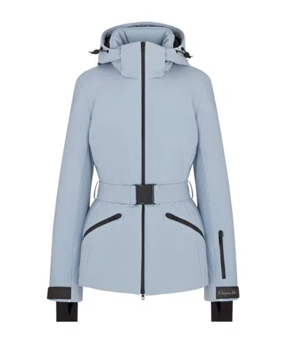 Dior Alps Belted Puffer Jacket With Hood In Blue