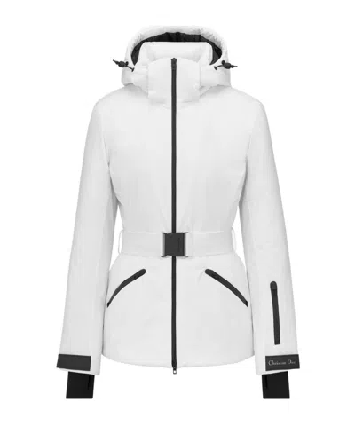 Dior Alps Belted Puffer Jacket With Hood In White