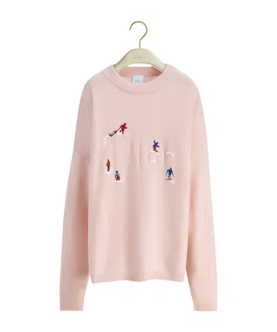 Dior Alps Embroidered Oversized Sweater In Pink