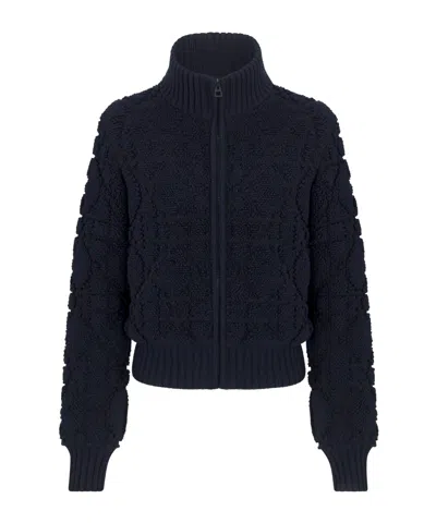 Dior Alps Macrocannage Zipped Cardigan In Blue