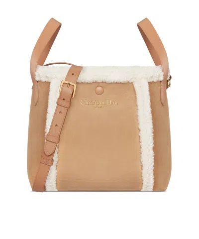 Dior Alps Medium Signature Bucket Bag In Neutral