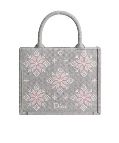 Dior Alps Small  Book Tote With Strap In Gray