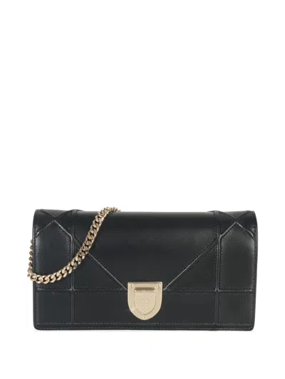 Pre-owned Dior Ama Croisiere Chain Wallet In Black