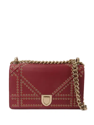 Pre-owned Dior Ama Eyelet-embellished Shoulder Bag In Red