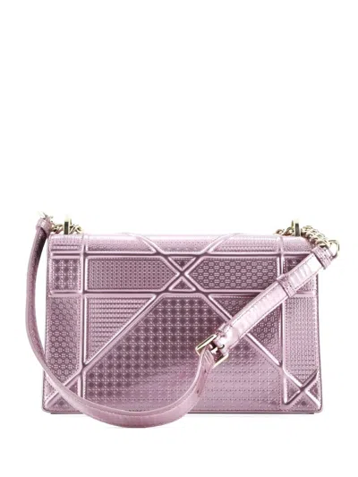 Pre-owned Dior Ama Flap Bag Cannage Embossed Calfskin Medium Shoulder Bag In Pink