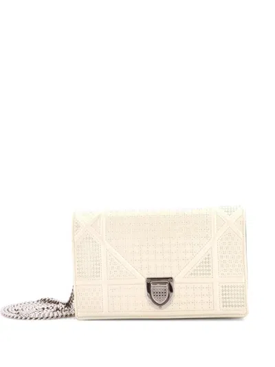 Pre-owned Dior Ama Flap Bag Cannage Embossed Calfskin Mini Crossbody Bag In White