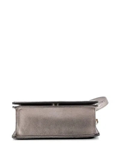 Pre-owned Dior Ama Flap Bag Lambskin Small Crossbody Bag In Silver
