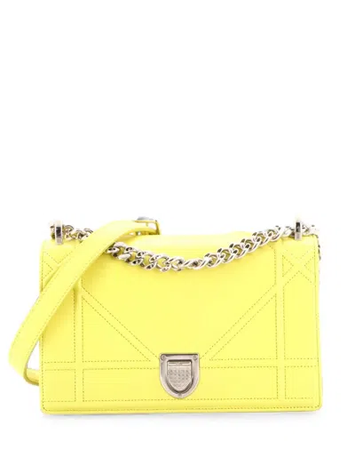 Pre-owned Dior Ama Flap Bag Lambskin Small Crossbody Bag In Yellow