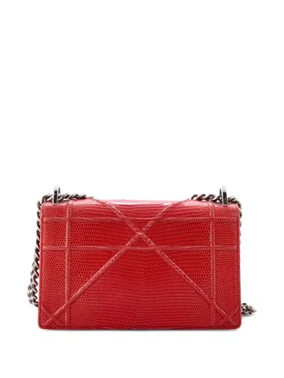 Pre-owned Dior Ama Flap Bag Lizard Small Crossbody Bag In Red