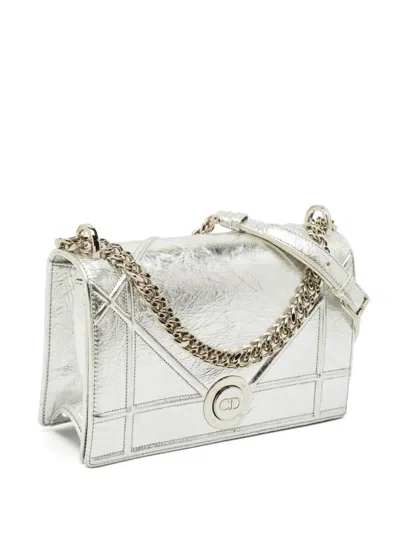 Pre-owned Dior Ama Leather Bag In Silver