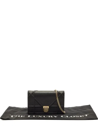 Pre-owned Dior Ama Leather Clutch Bag In Black