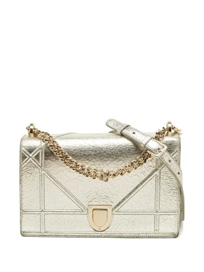 Pre-owned Dior Ama Leather Shoulder Bag In Silver