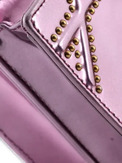 Pre-owned Dior Ama Vertical On Chain Studded Patent Clutch Bag In Metallic