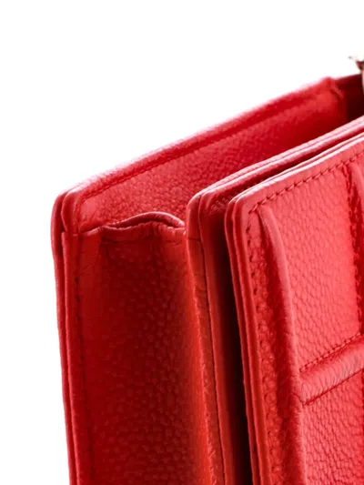 Pre-owned Dior Ama Wallet On Chain Leather Clutch Bag In Red