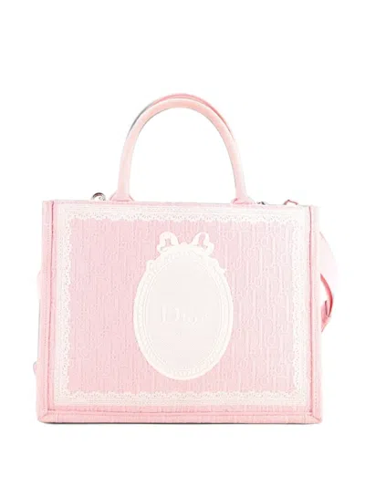 Pre-owned Dior Amour Book Oblique Jacquard Medium Tote Bag In Pink