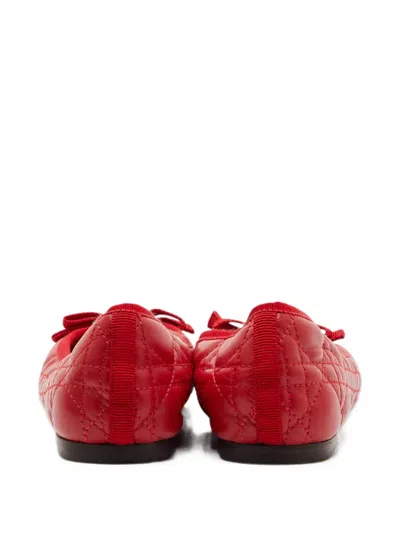Pre-owned Dior Amour Cannage Ballet Flats In Red