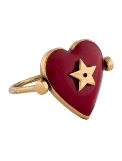 Pre-owned Dior Amour Heart Cocktail Ring In Red