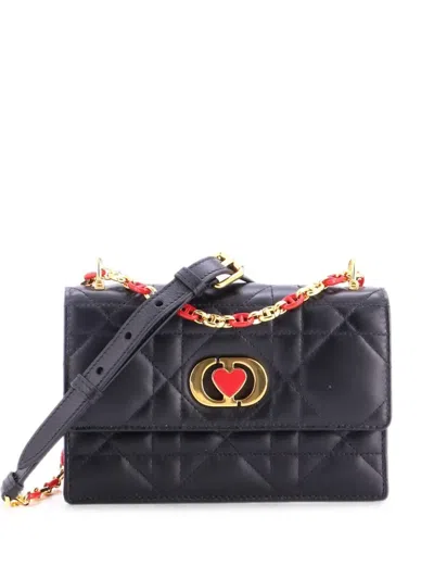 Pre-owned Dior Amour Miss Caro Flap Bag Cannage Quilt Calfskin Mini Crossbody Bag In Black