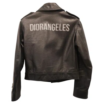 Pre-owned Dior Angeles Black Leather Biker Jacket From  Size 38