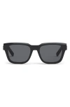 Dior 'b23 S1i 53mm Rectangular Sunglasses In Shiny Black/smoke
