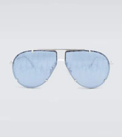 Dior Blacksuit A2u Aviator Sunglasses In Shiny Palladium / Smoke