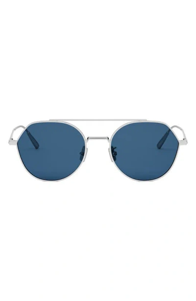 Dior 'blacksuit R6u 54mm Geometric Sunglasses In Shiny Palladium / Blue
