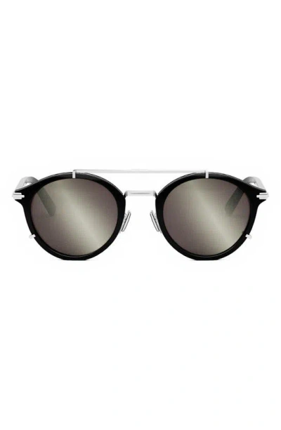 Dior Blacksuit R7u 11a4 Dm40111u 02c Round Sunglasses In Matte Black / Smoke Mirror
