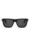 Dior 'blacksuit S13i 53mm Geometric Sunglasses In Shiny Black/smoke