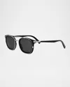 Dior Blacksuit S12i Oval Sunglasses, 52mm In Shiny Black Smoke