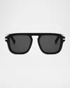 Dior Blacksuit S15i 52mm Rectangular Sunglasses In Shiny Black Smoke