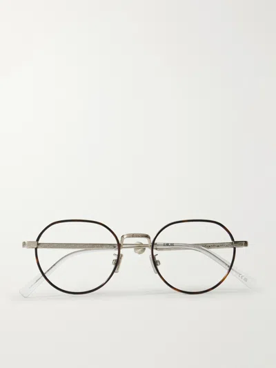 Dior Botanico R2u Round-frame Tortoiseshell Acetate And Silver-tone Metal Optical Glasses In Black