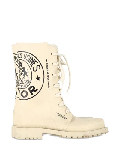 Pre-owned Dior Camp Boots In Neutral