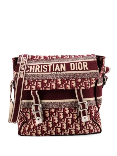 Pre-owned Dior Camp Messenger Bag Oblique Canvas Crossbody Bag In Red