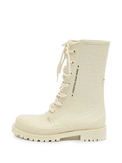 Pre-owned Dior Camp Oblique Combat Boots In Neutral