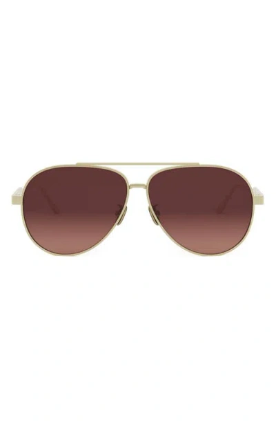 Dior Cannage A1u 61mm Pilot Sunglasses In Gold/ Radient Brick Lenses