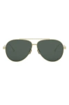 Dior 'cannage A1u 61mm Pilot Sunglasses In Gold/ Solid Green Lenses