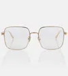 Dior Cannage S1f Square Glasses In Shiny Gold/blue Block Lenses