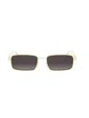 Dior Cannage S2u 55mm Rectangular Sunglasses In Gold