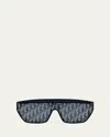 Dior Club M7u Mask Sunglasses In Matte Blue Blu Mirror