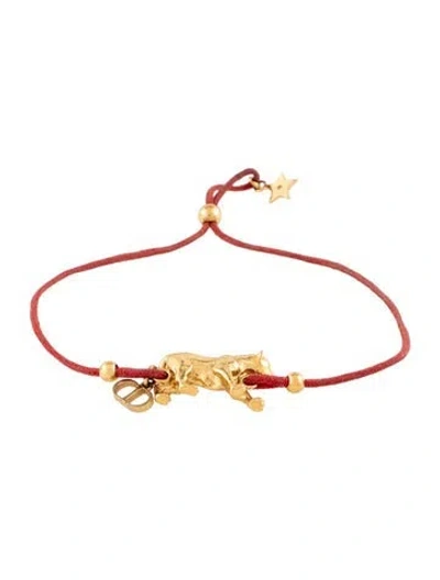 Pre-owned Dior Elita Panther Charm Bracelet, 8.75" In Red