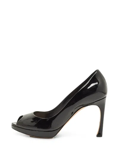 Pre-owned Dior Ella Peep-toe Heeled Pumps In Black