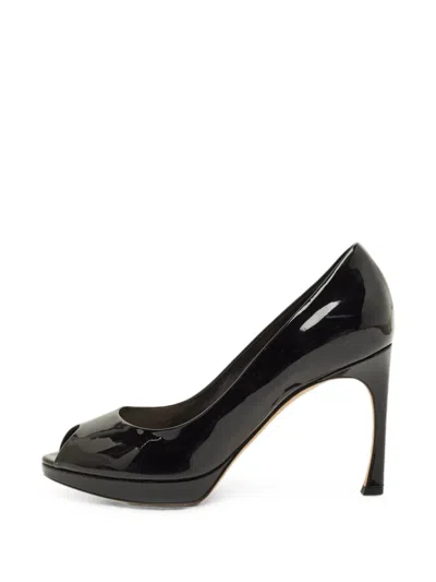 Pre-owned Dior Ella Peep-toe Pumps In Black