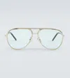 Dior Essential A2u Aviator Sunglasses In Shiny Palladium / Blue