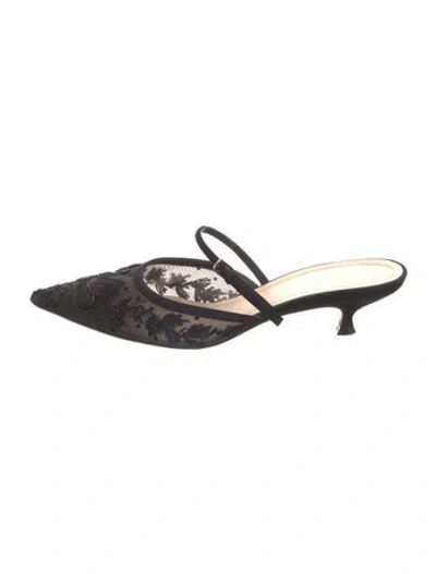 Pre-owned Dior Eve Lace Pattern Mules In Black