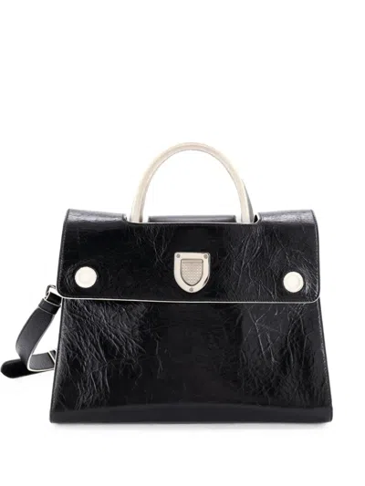 Pre-owned Dior Ever Bag Leather Medium Satchel In Black