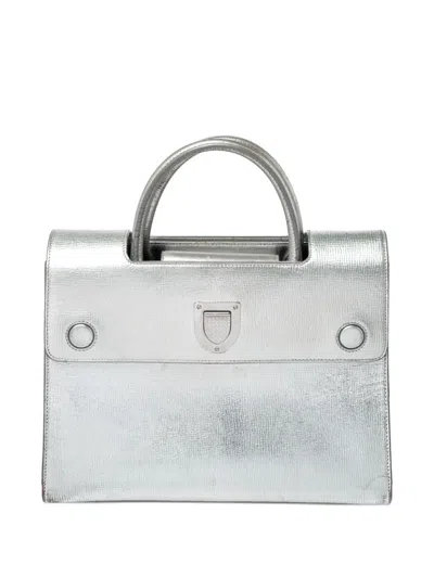 Pre-owned Dior Ever Leather Tote Bag In Silver