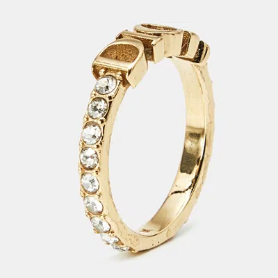 Pre-owned Dior Dio(r)evolution Crystals Gold Tone Ring Size 52.5